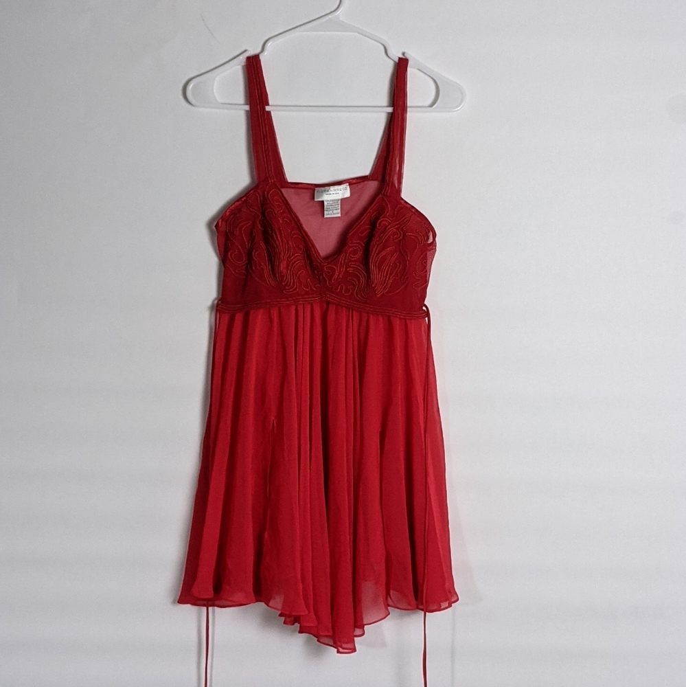 Flora Nikrooz red babydoll lingerie applique bust - Picture 1 of 8